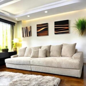 סלון תלת מעוצב מבד דגם תמר